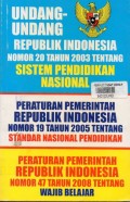 Undang-Undang Republik Indonesia Nomor 20 Tahun 2003 Tentang Sistem Pendidikan Nasional