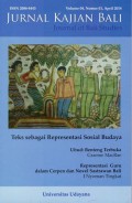 Jurnal Kajian Bali (Journal of Bali Studies) Vol.04 No.01: Teks sebagai Representasi Sosial Budaya