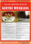 Majalah Ilmu Hukum Kertha Wicaksana Terakreditasi No.64a/DIKTI/Kep./2010 Vol.19 No.2