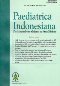 Paediatrica Indonesiana : the Indonesian Journal of Pediatrics and Perinatal Medicine Vol. 60 No.3