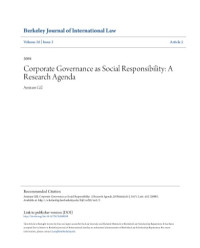 Corporate Governance as Social Responsibility: A Research Agenda