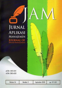 JAM (Jurnal Aplikasi Manajemen- Journal Of Applied Management) Terakreditasi No.36a/E/KPT/2016 Vol.16 No.3