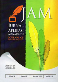 JAM (Jurnal Aplikasi Manajemen- Journal Of Applied Management) Terakreditasi No.30/E/KPT/2018 Vol.16 No.4