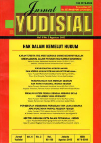 Jurnal Yudisial Terakreditasi LIPI No. 507/Akred/P2MI-LIPI/10/2012 Vol.6 No.2