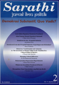 Sarathi Jurnal Ilmu Politik Vol.17 No.2: Demokrasi Substantif, Quo Vadis?